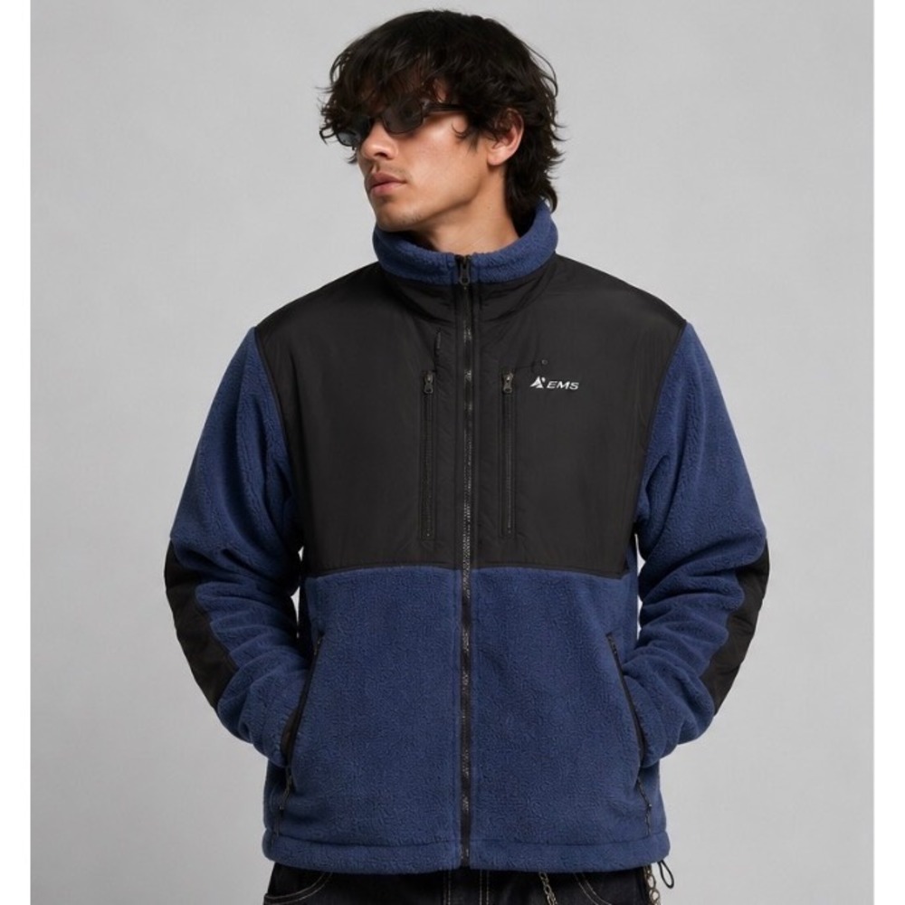 Vintage EMS Eastern Mountain Sports Polartec Fleece Jacket Mens Small Blue Black